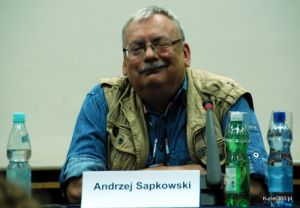 Andrzej Sapkowski na spotkaniu z czytelnikami.