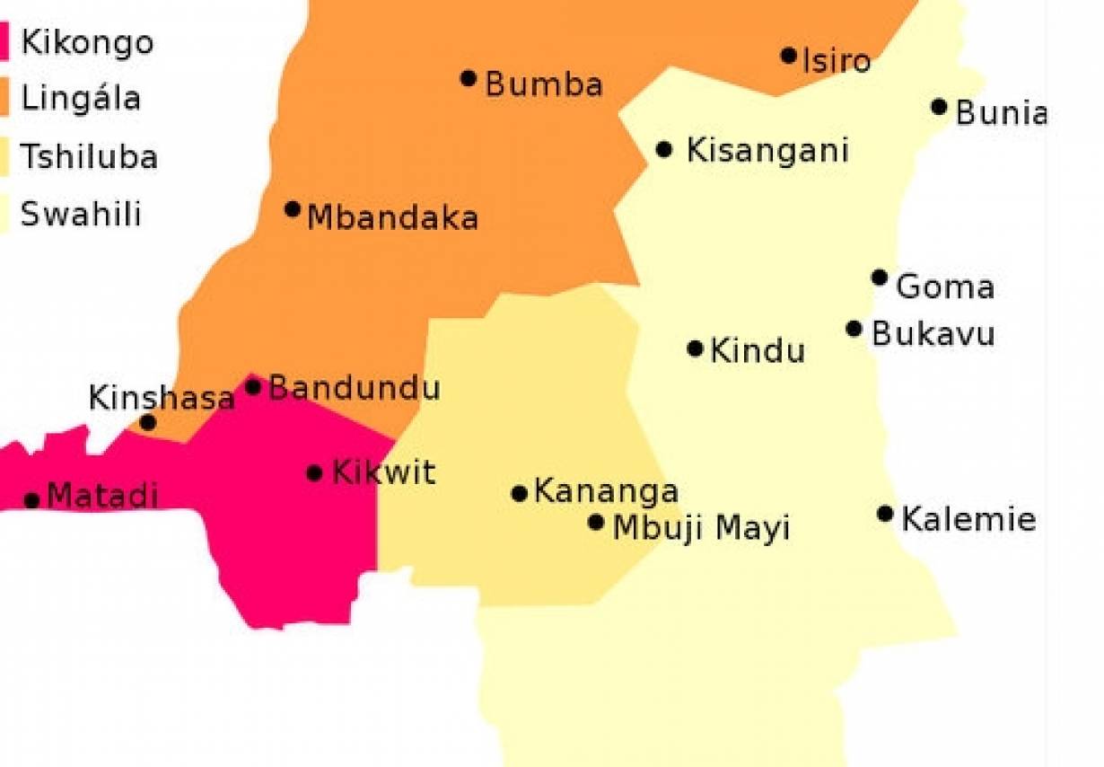 Mapa Konga. Na terenie tego kraju i Sudanu w 2008 roku, ugrupowanie Armia Oporu Pana zamordowało w czasie świąt 865 osób.