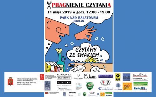 Plakat reklamujący X edycję festiwalu czytelniczego „PRAGnienie CzytaniA”. 