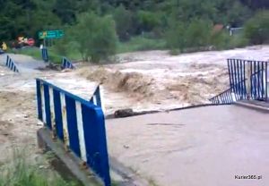 Powódź porywa most