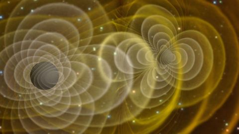 Symulacja łączenia się czarnych dziur – jedno ze zjawisk, które wytwarza najsilniejsze fale grawitacyjne