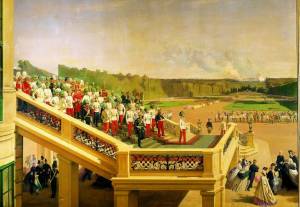 Cesarz Fnaciszek Józef na zewnętrznych schodach Pałacu Schoenbrunn