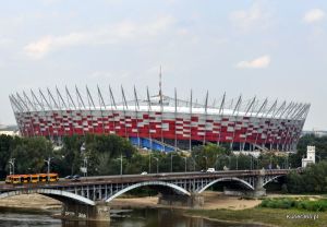 Stadion Narodowy w Warszawie - jeszcze w trakcie budowy.