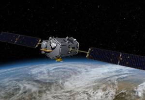 Wizja artystyczna satelity na orbicie okołoziemskiej