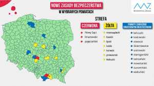 W porównaniu do aktualizacji Ministerstwa Zdrowia z 27 sierpnia br., powiat żuromiński oraz owtocki znalazły się w strefie niebieskiej, natomiast powiat lipski trafił do strefy żółtej