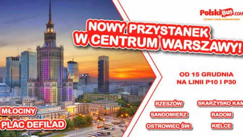 PolskiBus wprowadza nowy przystanek w centrum Warszawy