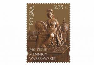 Poczta Polska nakładem 270 tys. sztuk wydała znaczek pocztowy oraz kopertę „250-lecie Mennicy Warszawskiej”