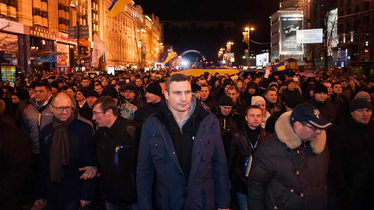Witalij Kliczko w trakcie protestów na Ukrainie w 2013 roku