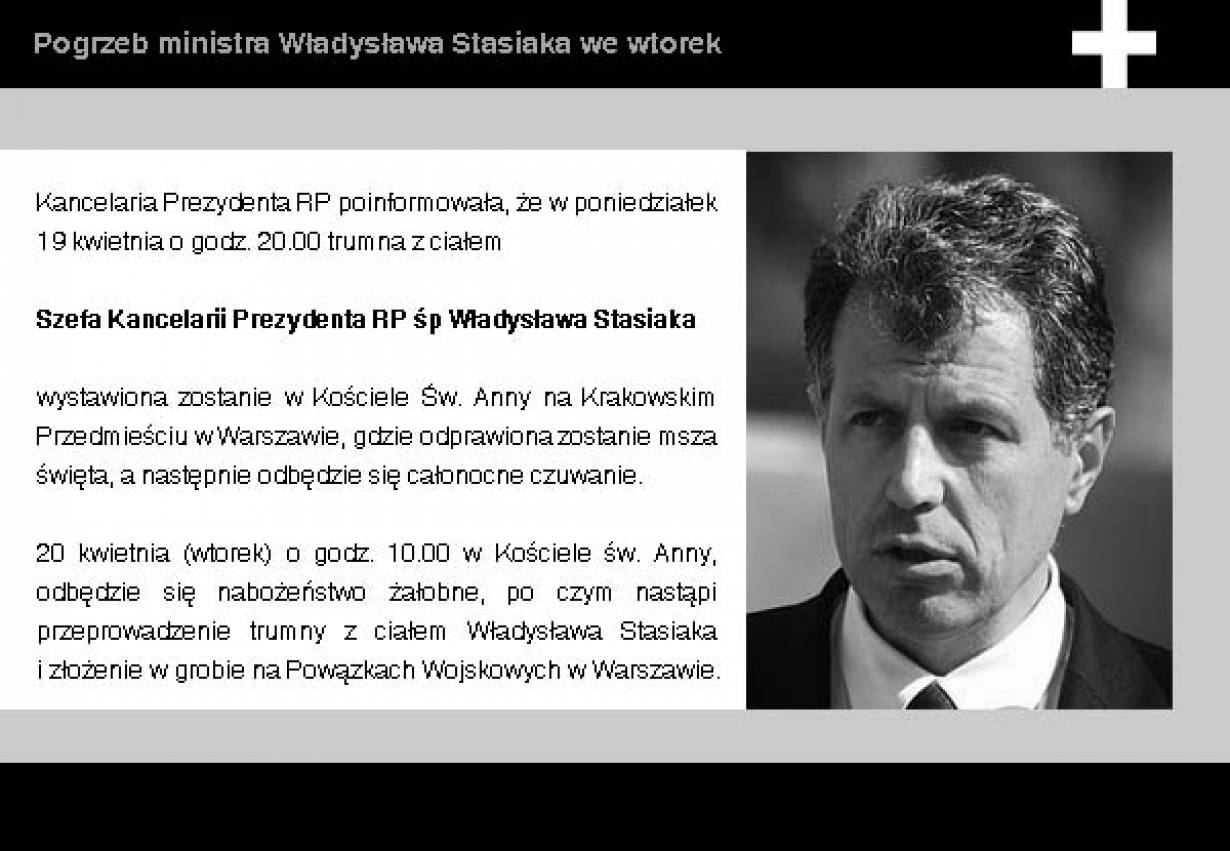 Pogrzeb ministra Władysława Stasiaka we wtorek
