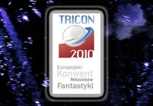 Logo Triconu na tle konstelacji sztucznych ogni z Polconu 2008