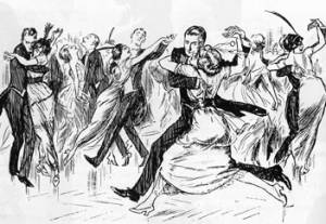 Rysunek z magazynu &quot;Punch&quot; przedstawiający tańczących tango